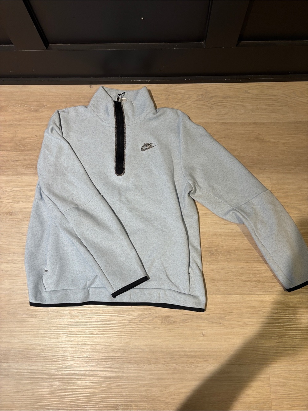 Nike Men’s Light Gray/Blue Half-Zip Fleece Pullover